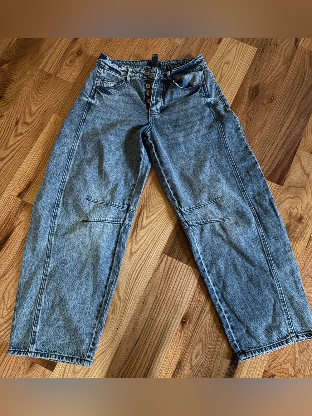 High-Rise Button-Fly Light Wash Jeans